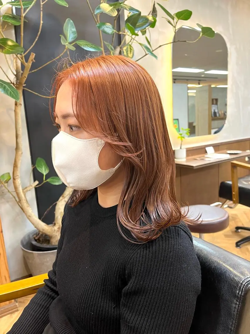 ミディアム カラー ダブルカラー カット ヘアカラー トリートメント ena/ブリーチなし 透明感・レイヤー🎀のヘアスタイル