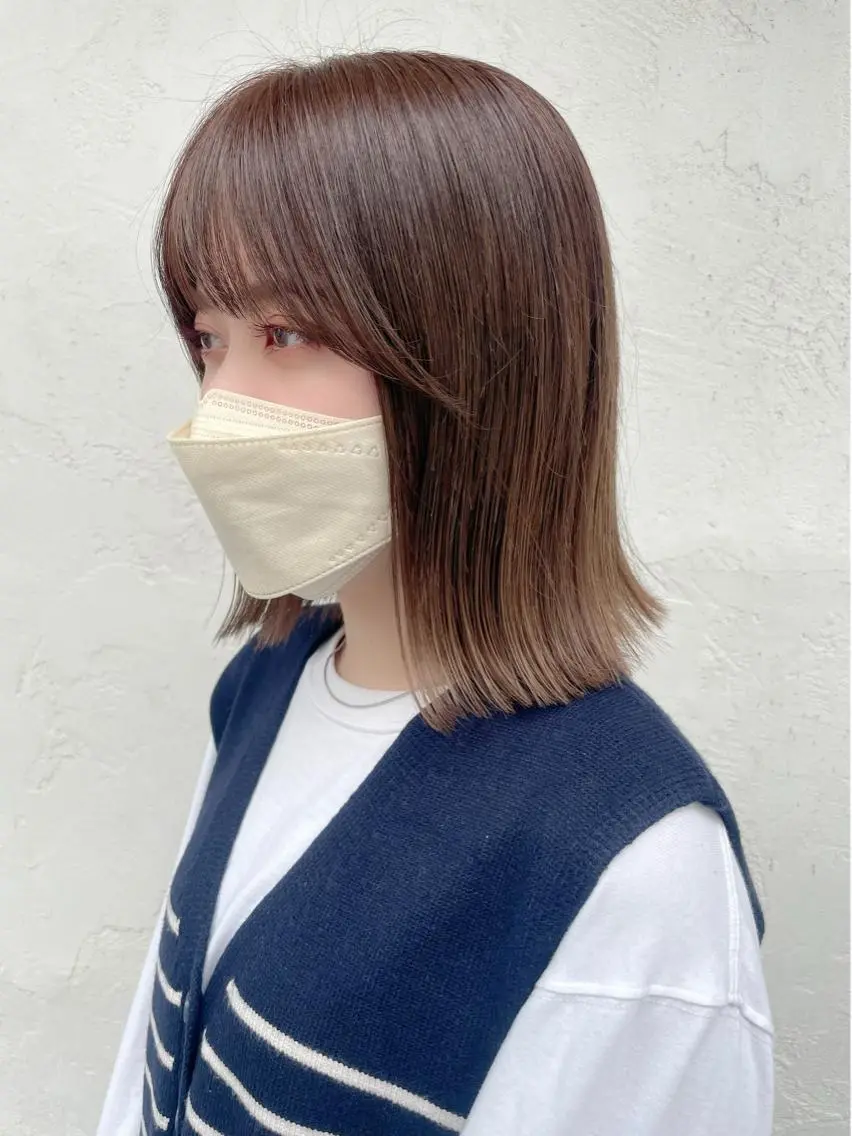 ミディアム カラー 顔周りカット 【オノザワリョウ】のヘアスタイル