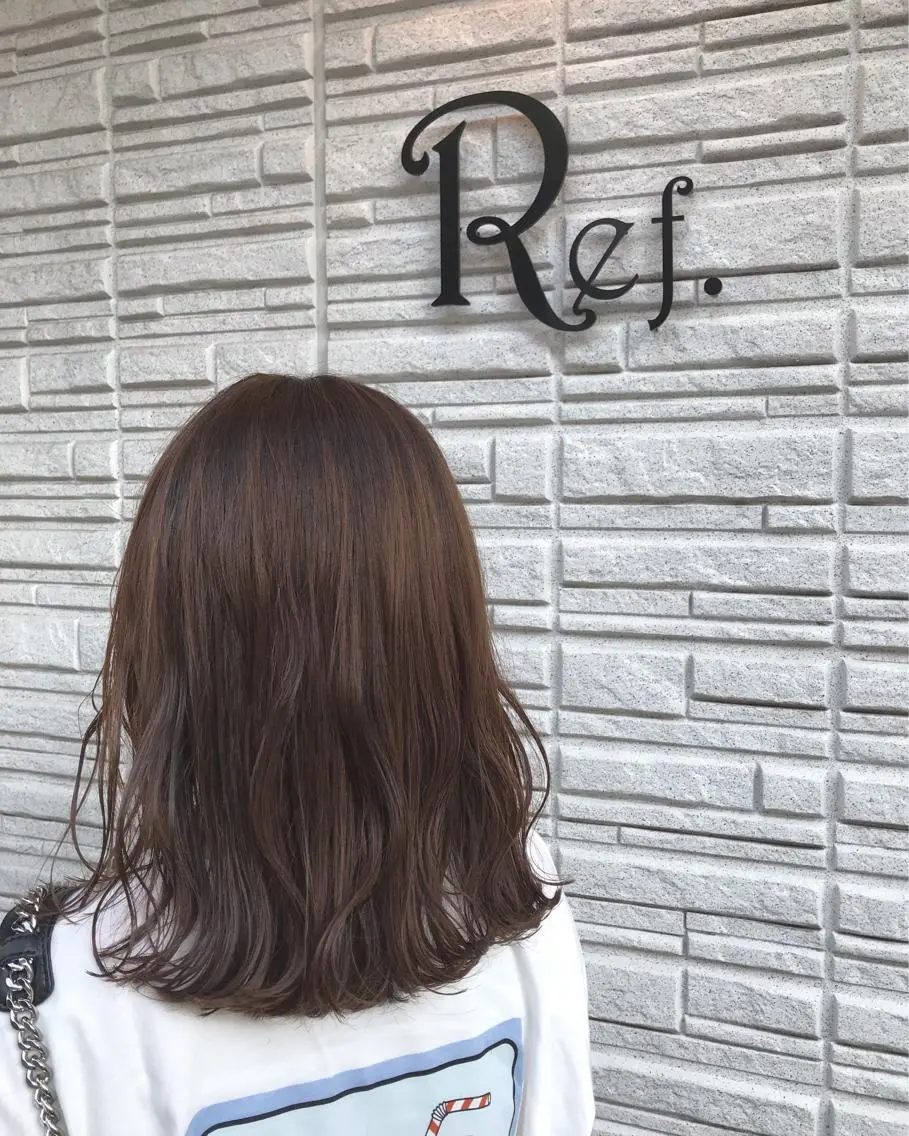 ミディアム 暖色カラー🍊 ボブ🌿顔周りcutのヘアスタイル