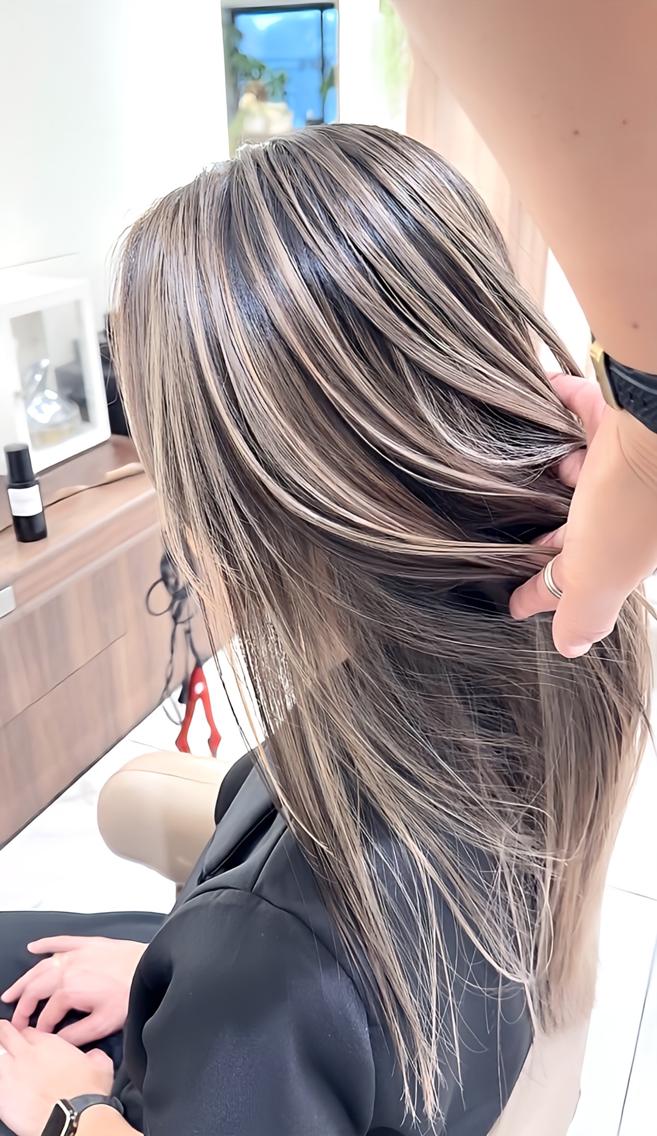 ロング カラー バレイヤージュ 髪質改善 レイヤーカット カット ヘアカラー トリートメント 山崎俊輔/髪質改善 /バレイヤージュのヘアスタイル