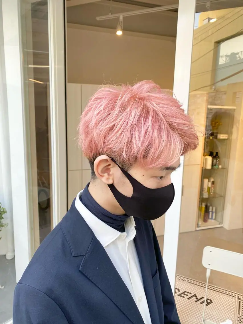ショート カラー メンズ ピンクカラー ホワイトピンク ハイトーン×似合わせ 🌱中川慎之介のヘアスタイル