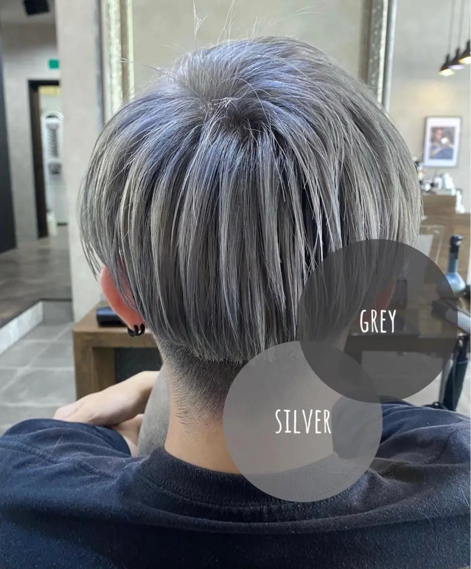 ショート カラー メンズ シルバー 黒木 栞のヘアスタイル