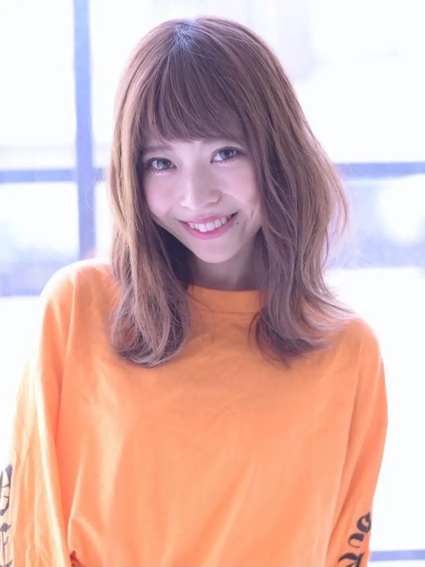 セミロング カラー パーマ ヘアアレンジ 【公式】amble luxe池袋東口🩷のヘアスタイル