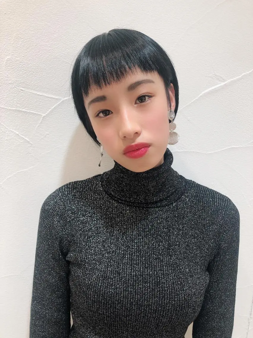 ショート ボブ オン眉 Ash中目黒店 榊間茜のヘアスタイル