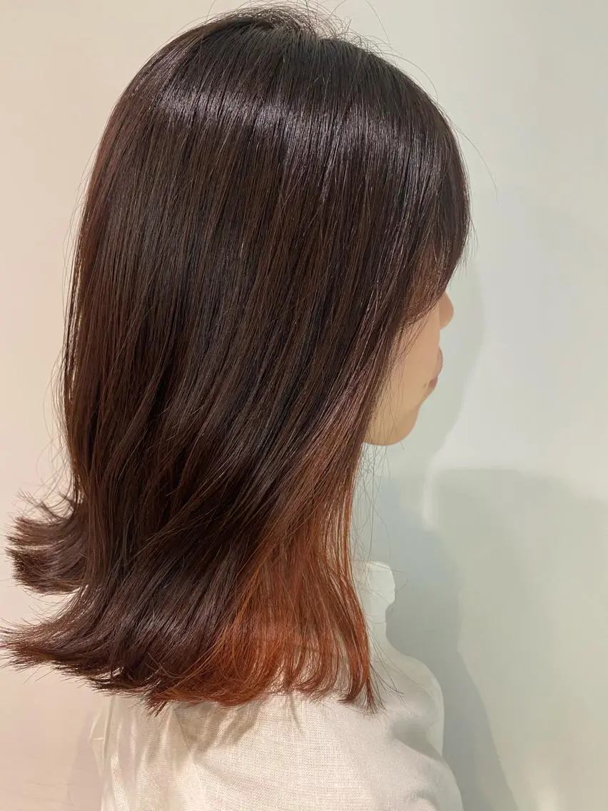 ミディアム カラー インナーカラー オレンジ カット ヘアカラー トリートメント scene. haraのヘアスタイル