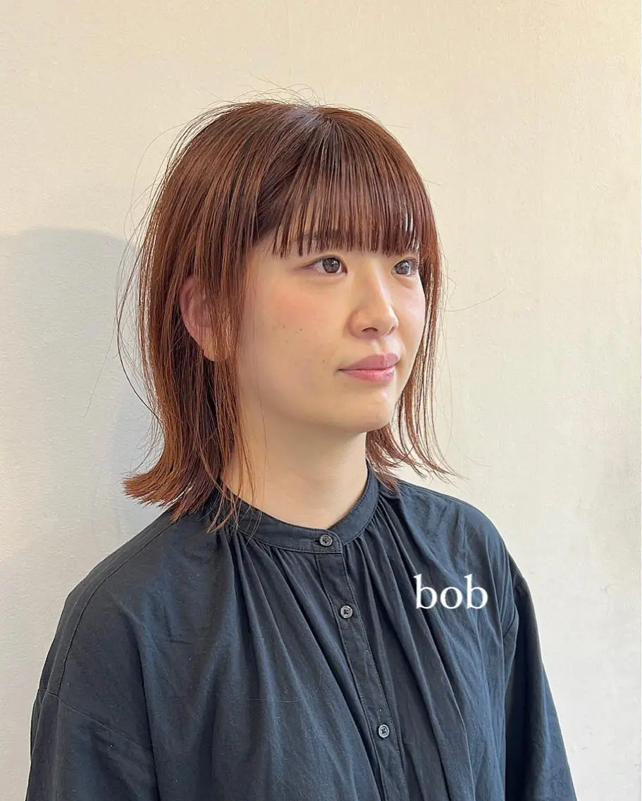ミディアム カラー ボブ カット ヘアカラー ナチュラルなショート 北本空河のヘアスタイル