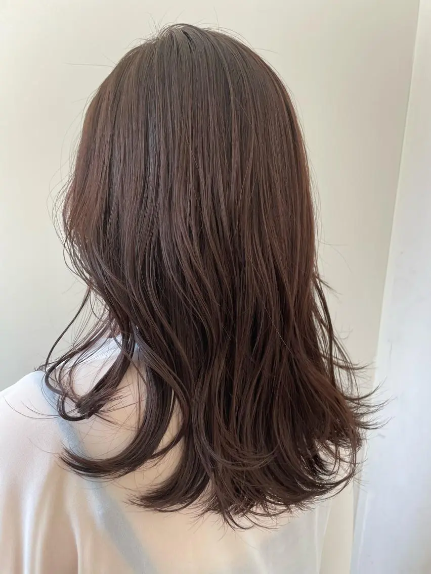 セミロング ピンクブラウン ヘアカラー レイヤー/ハイトーン 🫧Erikaのヘアスタイル