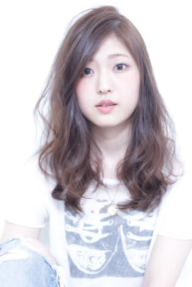 セミロング ロング カラー ヘアアレンジ 韓国♡ハイライト ♡YURIのヘアスタイル
