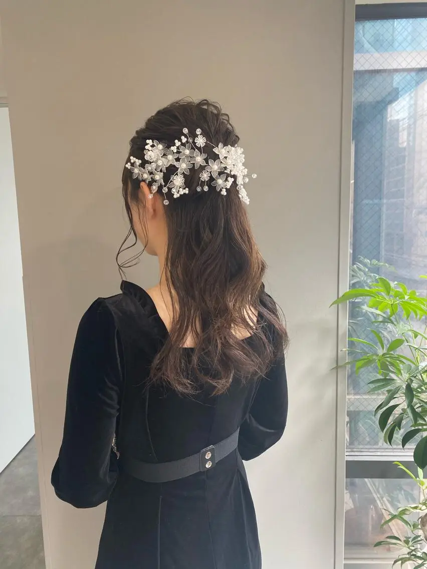 ロング カラー ヘアアレンジ ハーフアップ 卒業式のヘアスタイル ヘアセット ボブ /ニュアンス/ satomi🧸💖のヘアスタイル