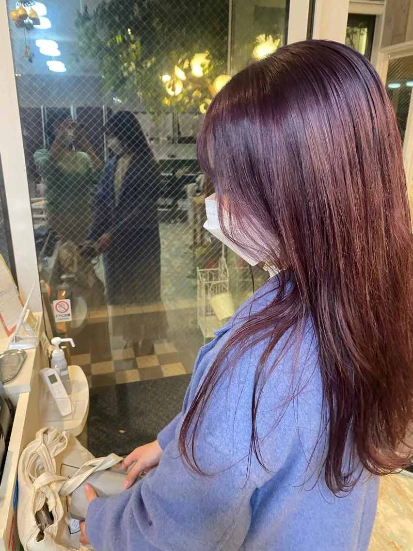 セミロング パープルカラー ショートカット 💙hiyoriのヘアスタイル