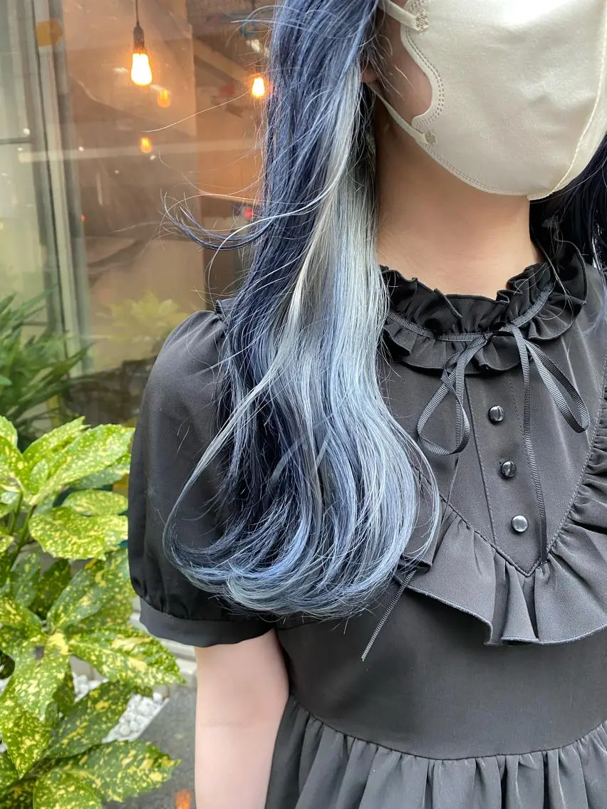 ロング カラー ブリーチ インナーカラー ネイビーカラー シルバー Riganuts王子 Hayato✂︎のヘアスタイル