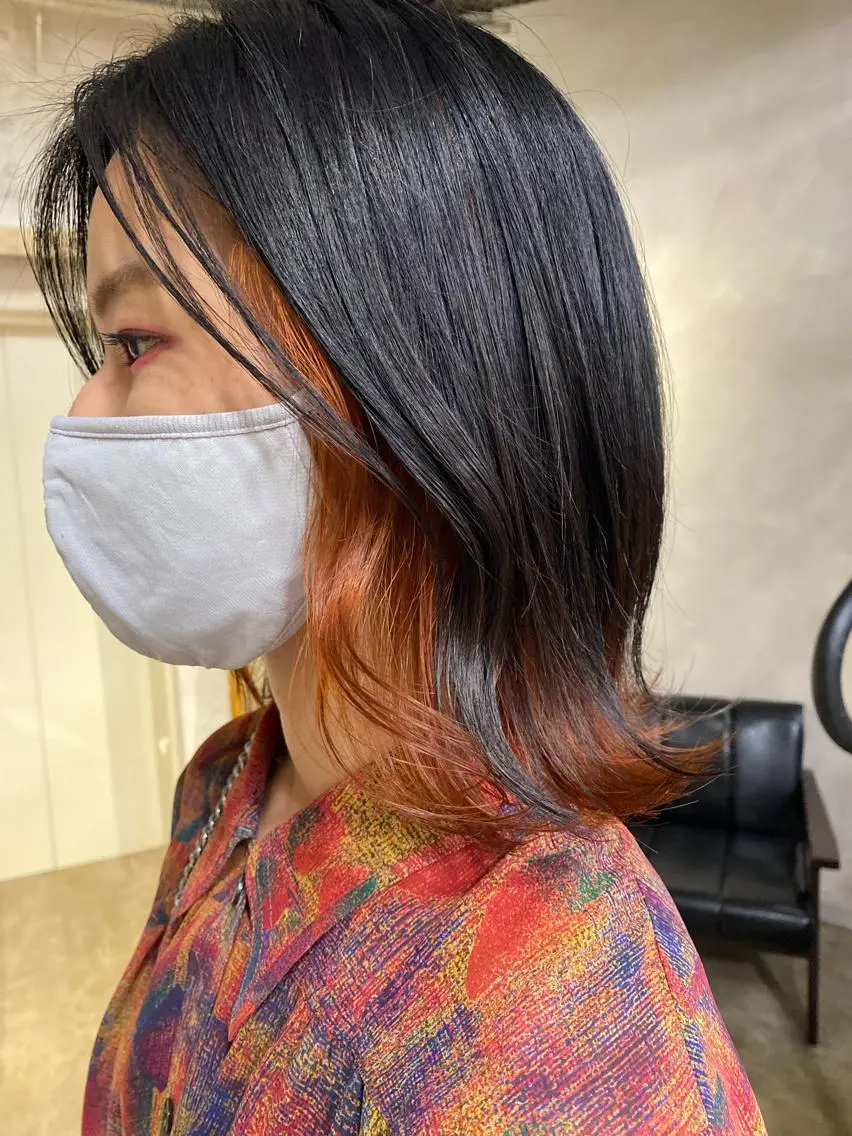 ミディアム カラー ブリーチ インナーカラー オレンジ ヘアカラー ミニモお気に入り数 No.1宍戸雄弥のヘアスタイル