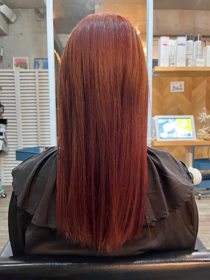 ロング カラー ブリーチ ブラウンカラー ブリーチなしカラー ピンクカラー ピンクブラウン 吉祥寺✂️ shutoのヘアスタイル
