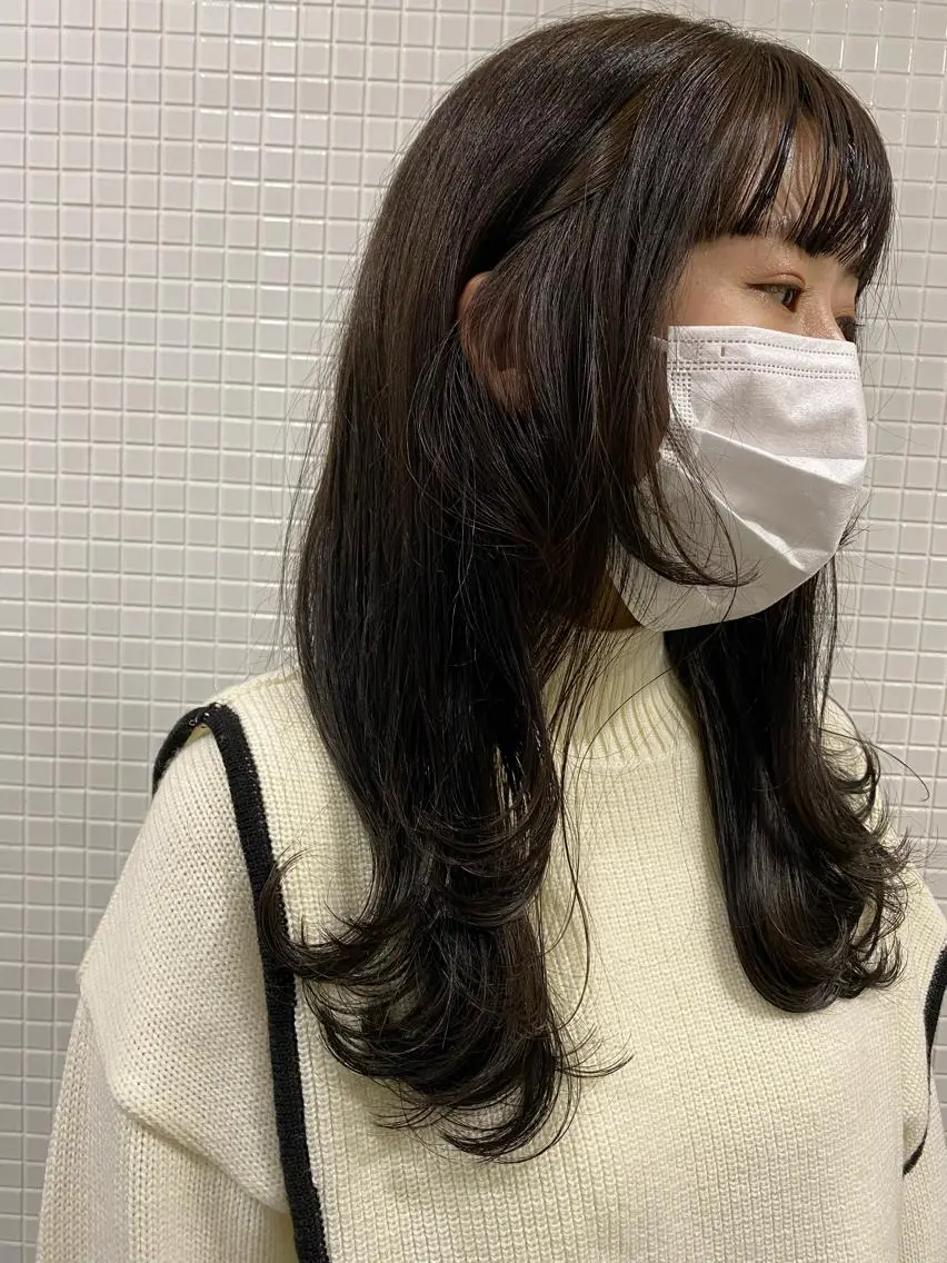 ロング レイヤーカット ウルフカット 韓国美容室出身 🌹Sana/梅田のヘアスタイル