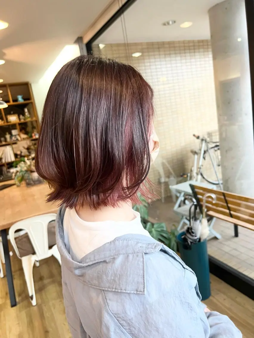 ショート カラー ピンクカラー 堀 望美のヘアスタイル