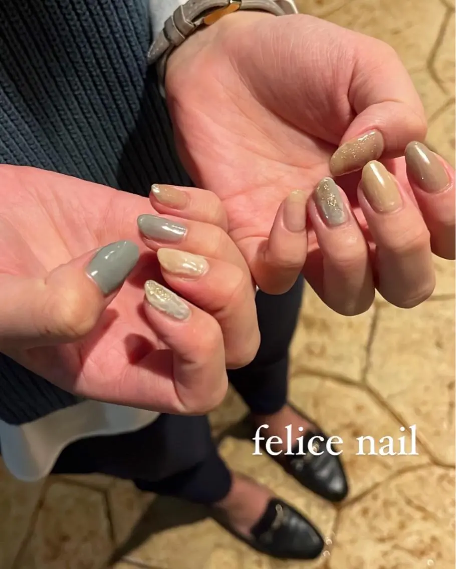 ネイル ブルー ニュアンスネイル felice nailのネイルデザイン