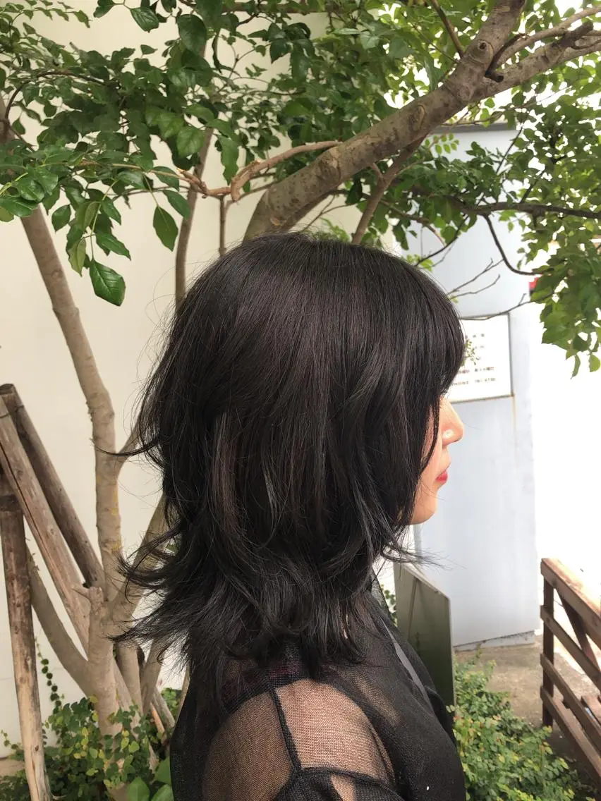 ミディアム カラー 黒髪 ブルーカラー ブルーブラック カット ヘアカラー トリートメント 千種区/くせ毛カット /尾島光季のヘアスタイル