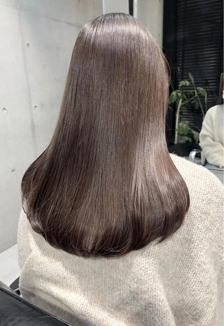 セミロング カラー パーマ ヘアアレンジ カット ヘアカラー トリートメント 透明感/オリーブ/ グレージュ/YUKAのヘアスタイル