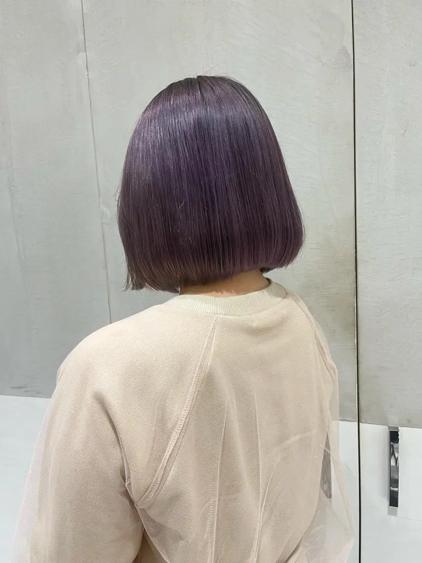 ショート カラー ヘアアレンジ ブリーチ ラベンダーカラー MAYU/上質ハイト ーン/レイヤーのヘアスタイル