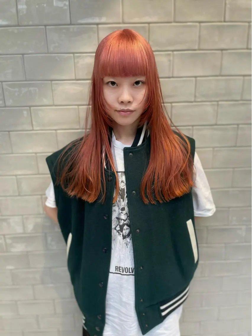 ロング カラー ピンクカラー 顔まわりレイヤー レイヤーカット カット ヘアカラー トリートメント ブリーチ😼 ボブ✍️レイヤーのヘアスタイル