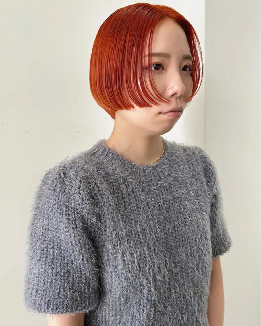 ショート カラー ブリーチ ケアブリーチ オレンジ カット ヘアカラー トリートメント 村上雅人 ナチュラルモードのヘアスタイル
