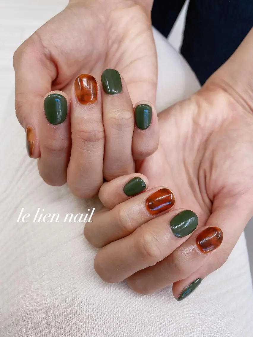 ネイル アートネイル べっ甲ネイル ニュアンスネイル ワンカラーネイル le lien nailのネイルデザイン