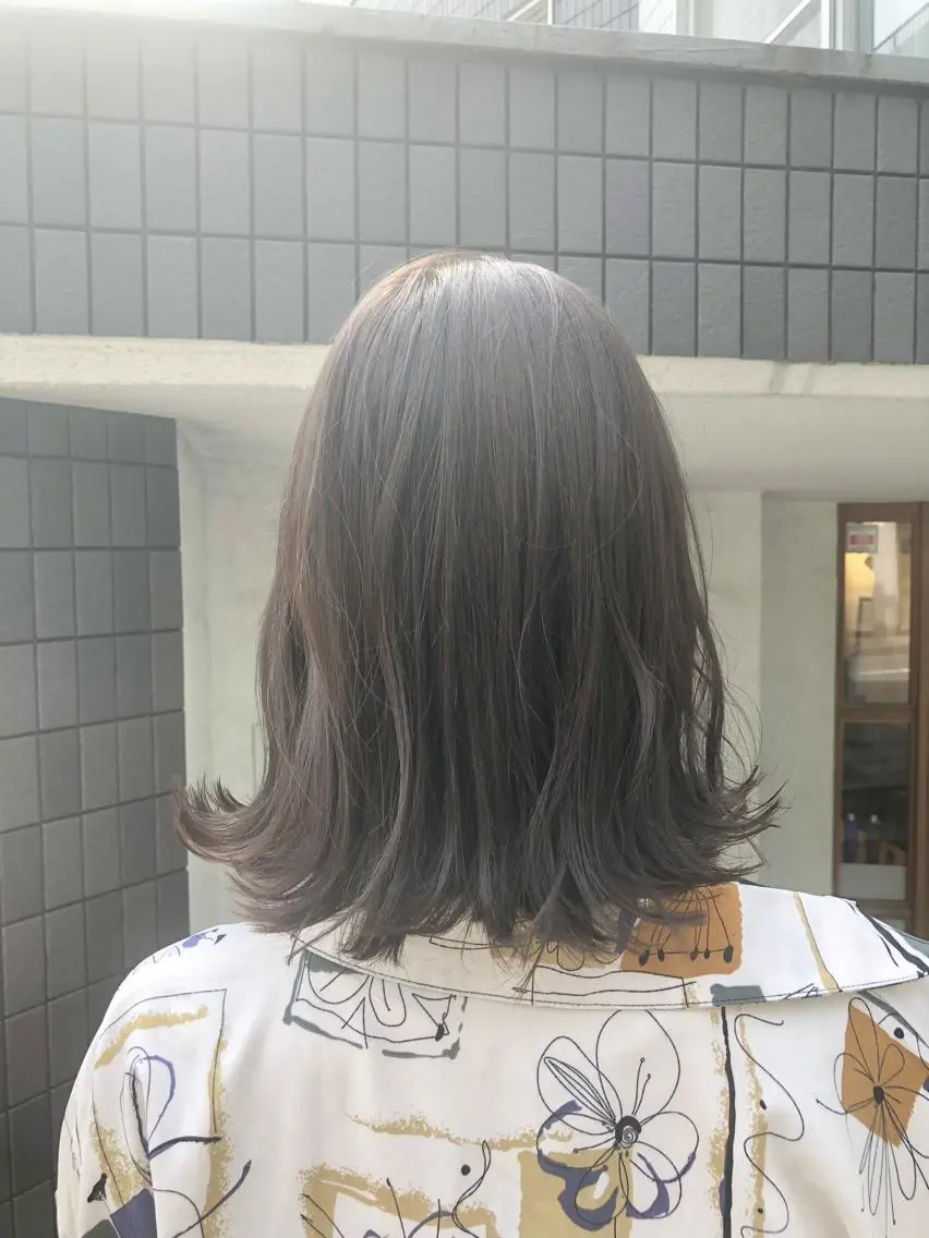 ミディアム カラー アッシュ ベージュカラー ボブ 透明感カラー/ ブリーチ無し/RYOのヘアスタイル