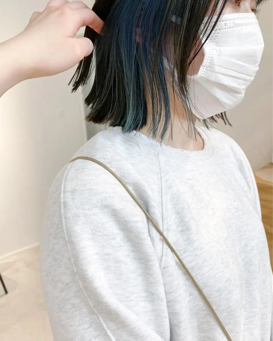 ショート カラー ブルーカラー インナーカラー ボブ カット ヘアカラー トリートメント fit stand /HIIRAGIのヘアスタイル