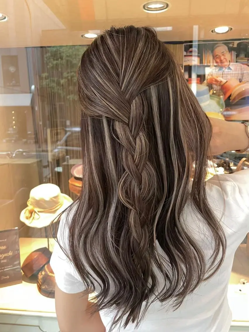 ロング 外国人風カラー ハイライト 髪質改善 似合わせカット トリートメント saho .のヘアスタイル