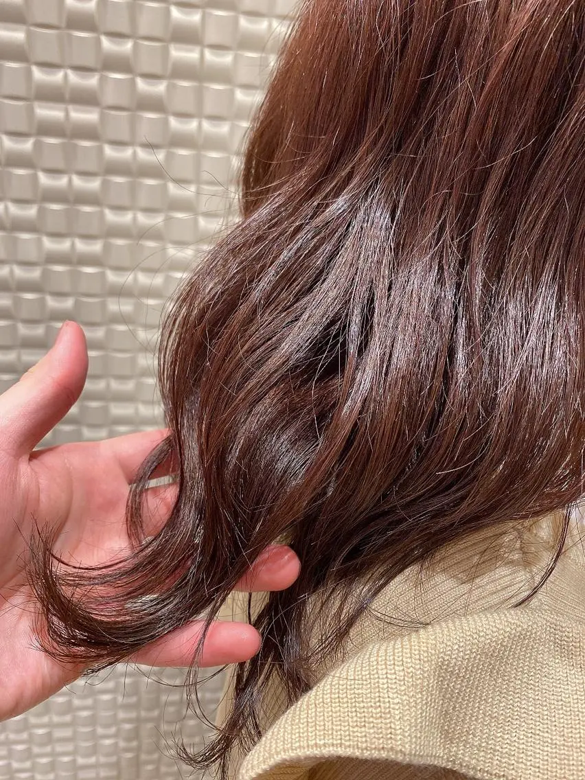 ミディアム ピンクブラウン 新宿メンズパーマ ヨモギダのヘアスタイル