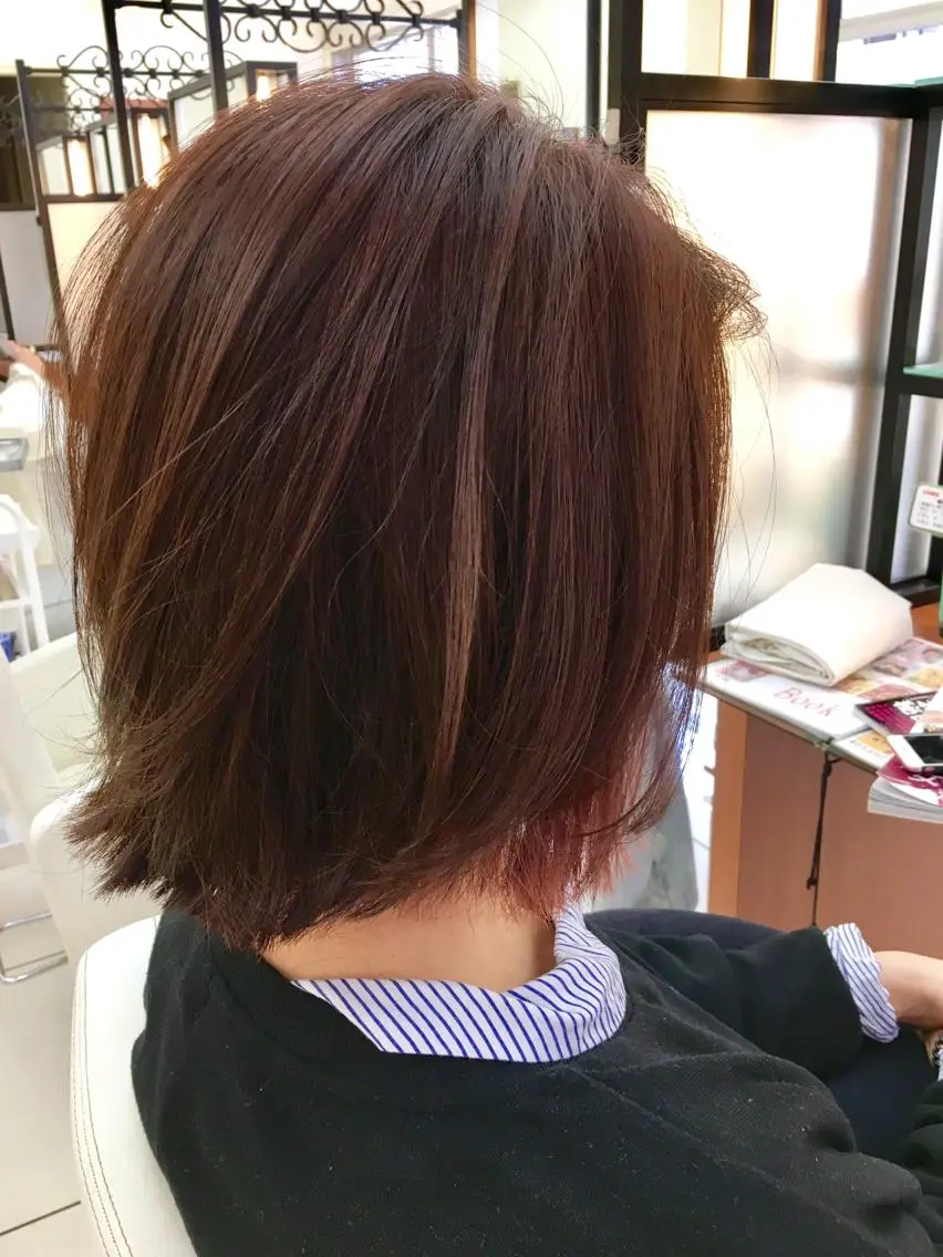 ショート カラー 切りっぱなしボブ ピンクカラー ボブ カット ヘアカラー トリートメント ブリーチ/バレイヤ ージュ川端裕司のヘアスタイル
