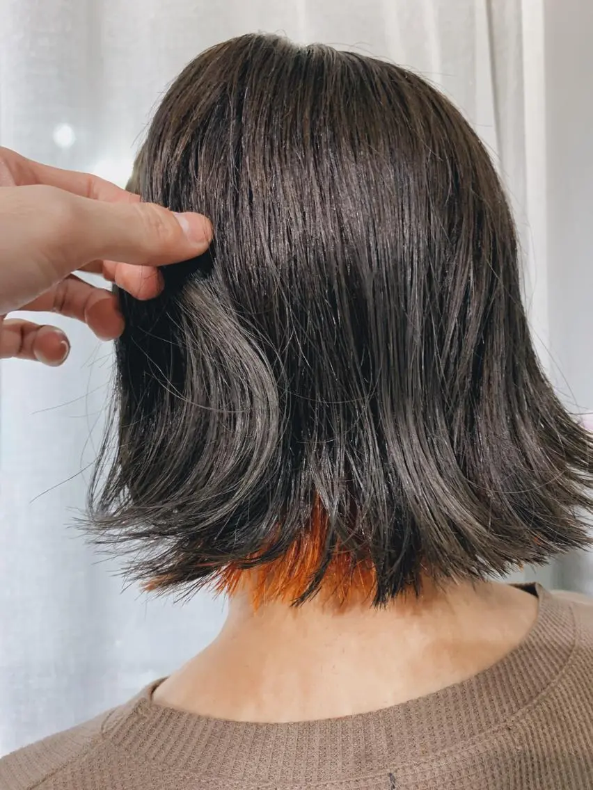 ミディアム カラー パーマ ボブパーマコテ巻き風 パーマNo1深江秀平のヘアスタイル