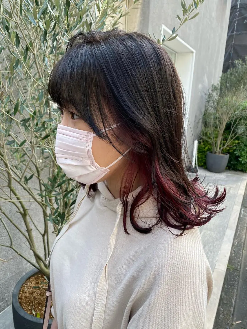 ミディアム カラー 赤み消し韓国ヘア レイヤー縮毛🤍渡邉のヘアスタイル