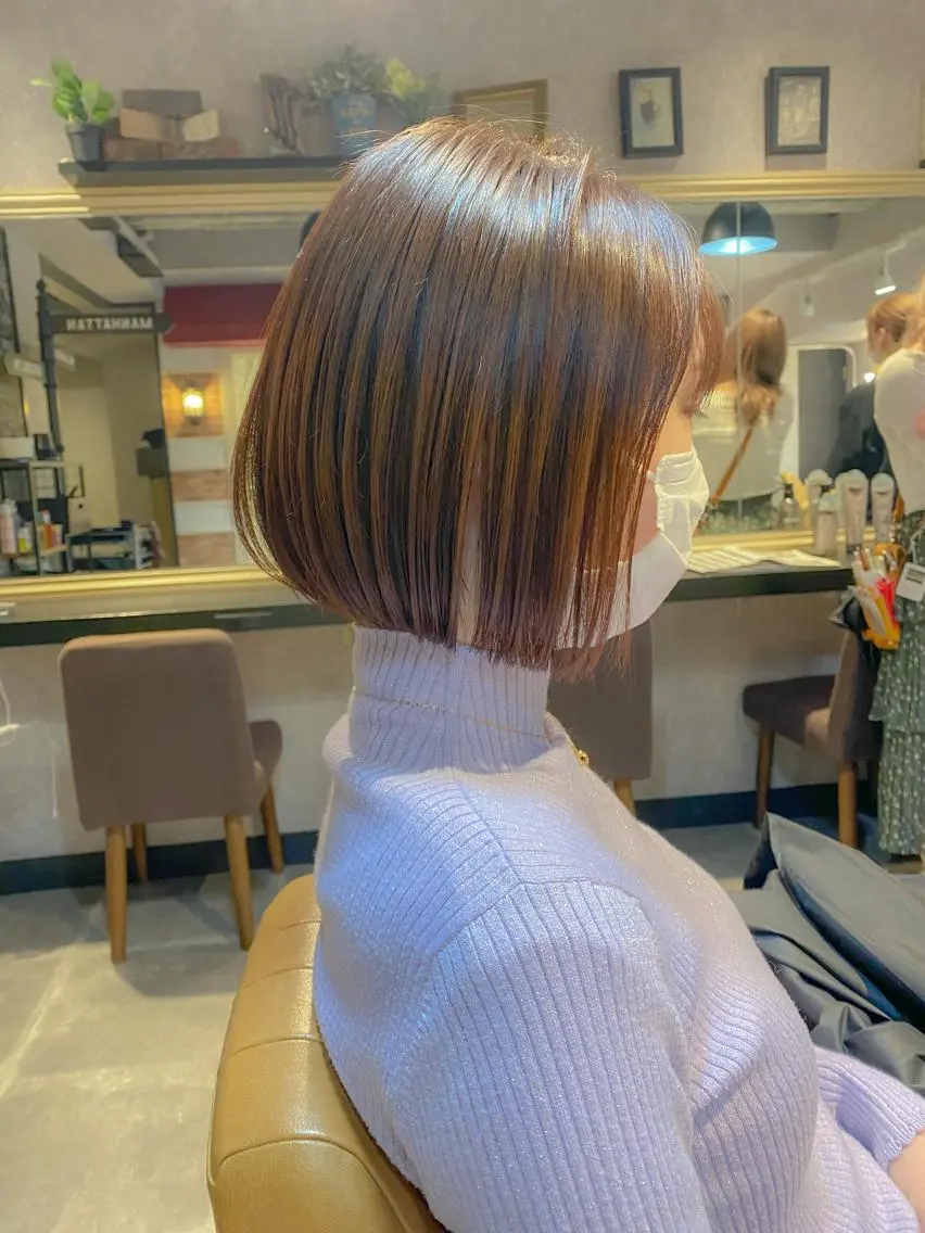 ショート カット ヘアカラー トリートメント ボブ/縮毛矯正 髪質改善/もえるのヘアスタイル
