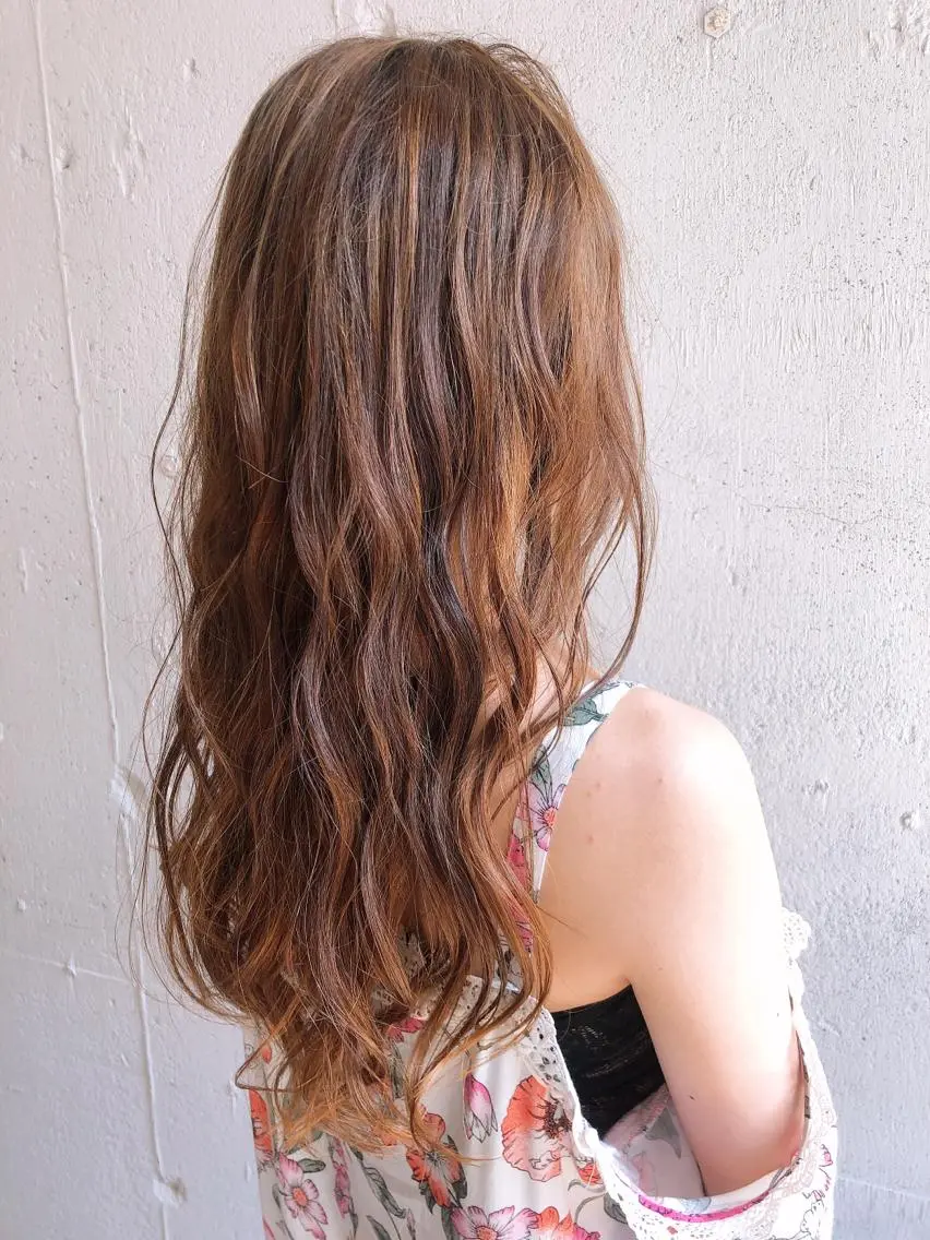 ロング カラー パーマ ヘアアレンジ メンズ キッズ ネイル マツエク・マツパ メンズハイライト ハイライトカラー ハイライト ふくだ りさ【ciAo!】のヘアスタイル