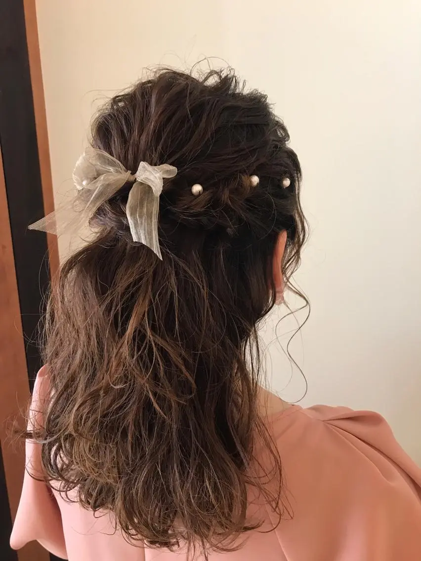 セミロング ヘアアレンジ 結婚式・ブライダル 清水　ちひろ ✄トップスタイリストのヘアスタイル