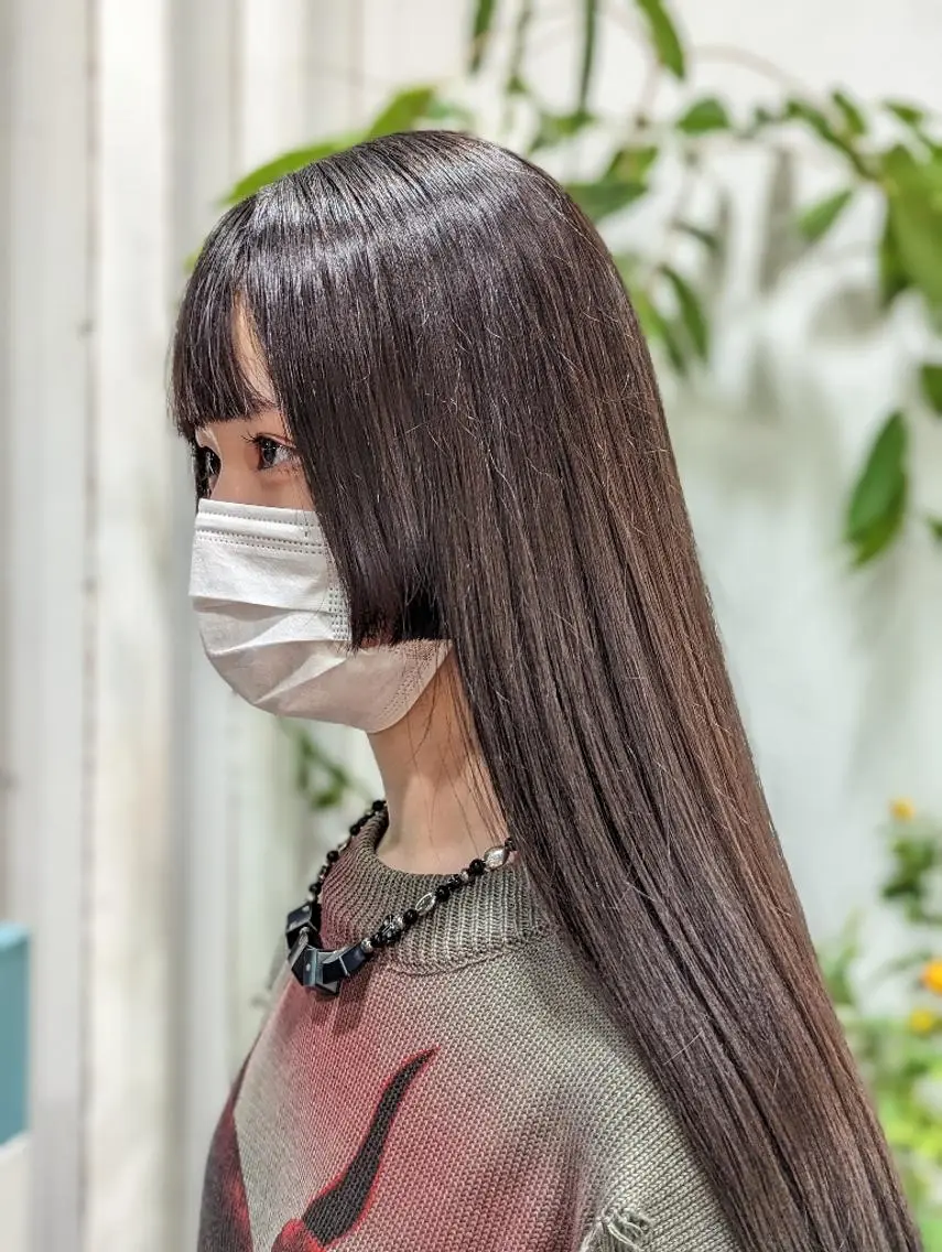 パーマ ロング カット 縮毛矯正 トリートメント 髪質改善&白髪ぼかし カラー♡店長みやけ♡のヘアスタイル
