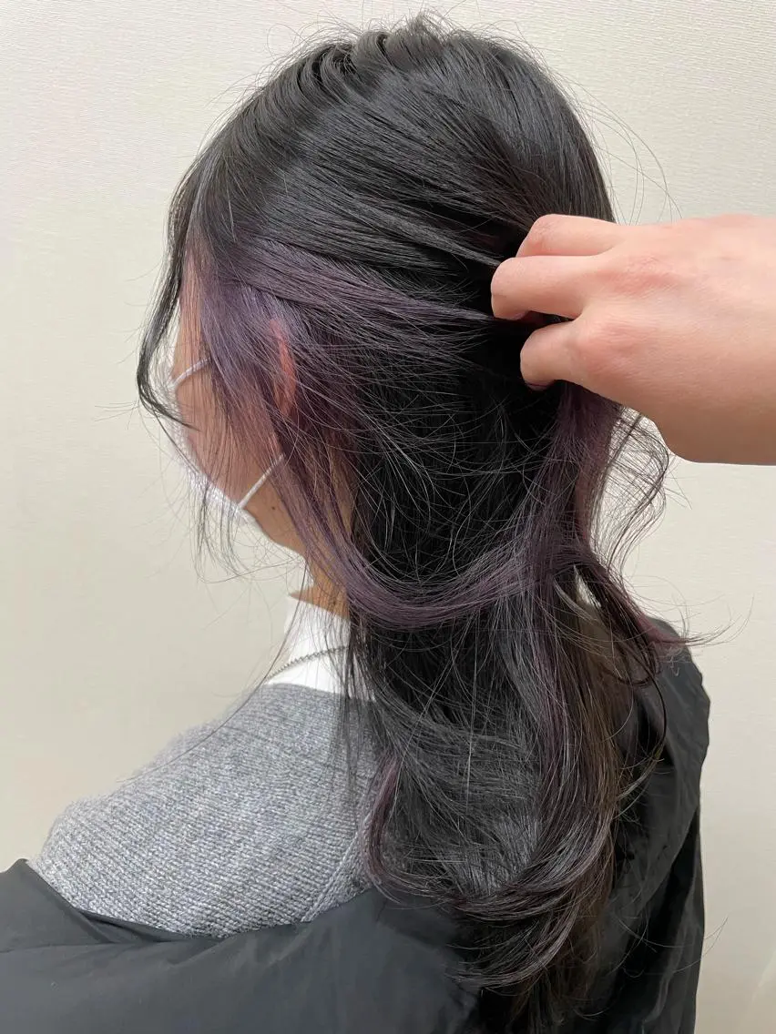 ロング カラー パープルカラー ヘアカラー 🫧透明感カラー🫧 美髪矯正🫧チサトのヘアスタイル
