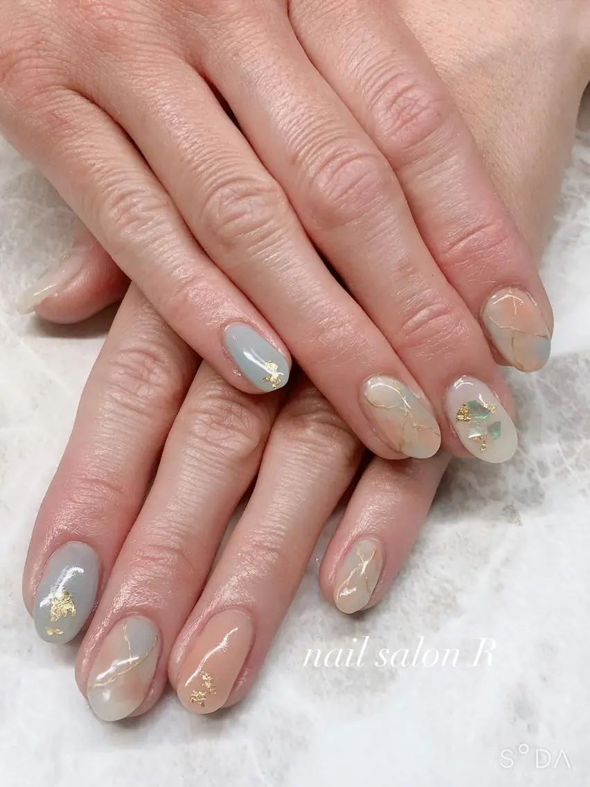 ネイル 大理石ネイル(マーブル) 春ネイル ハンドネイル nail salon Rのネイルデザイン