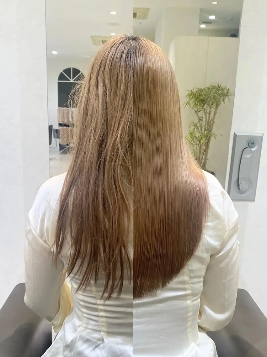 ロング カラー パーマ ヘアアレンジ カット ヘアカラー トリートメント 韓国・韓国ヘア 髪質改善のヘアスタイル