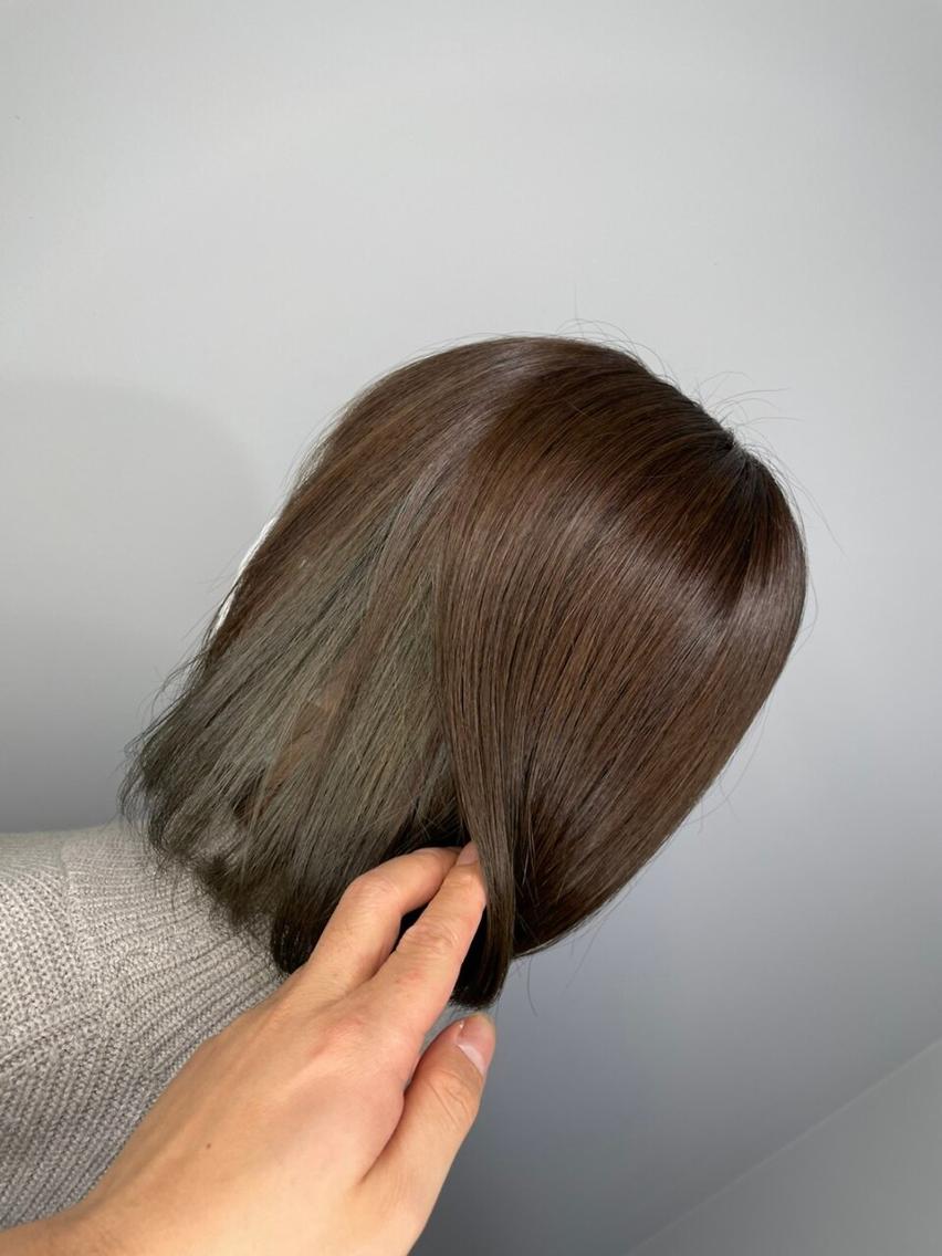 ミディアム カラー アディクシーカラー アッシュ ブルーカラー ダークアッシュ イヤリングカラー トップスタイリスト ✨KIRIKA中野✨のヘアスタイル