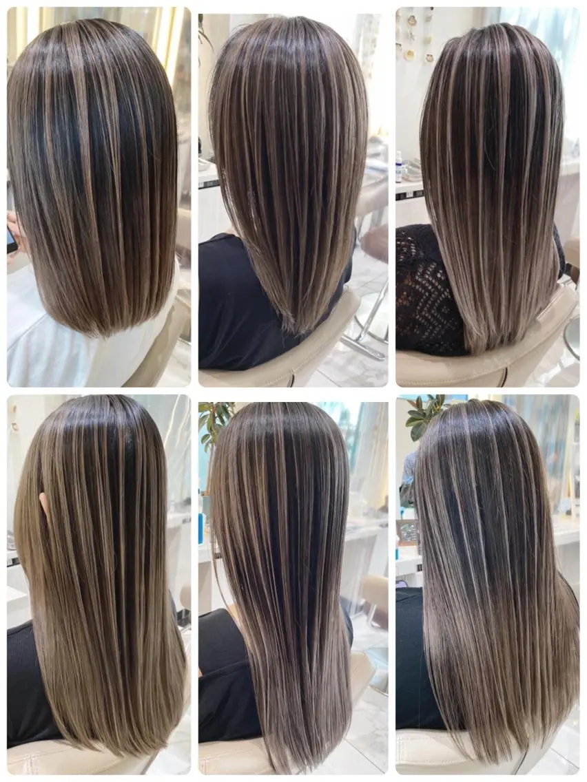 セミロング カラー バレイヤージュ 髪質改善 レイヤーカット カット ヘアカラー 山崎俊輔/髪質改善 /バレイヤージュのヘアスタイル