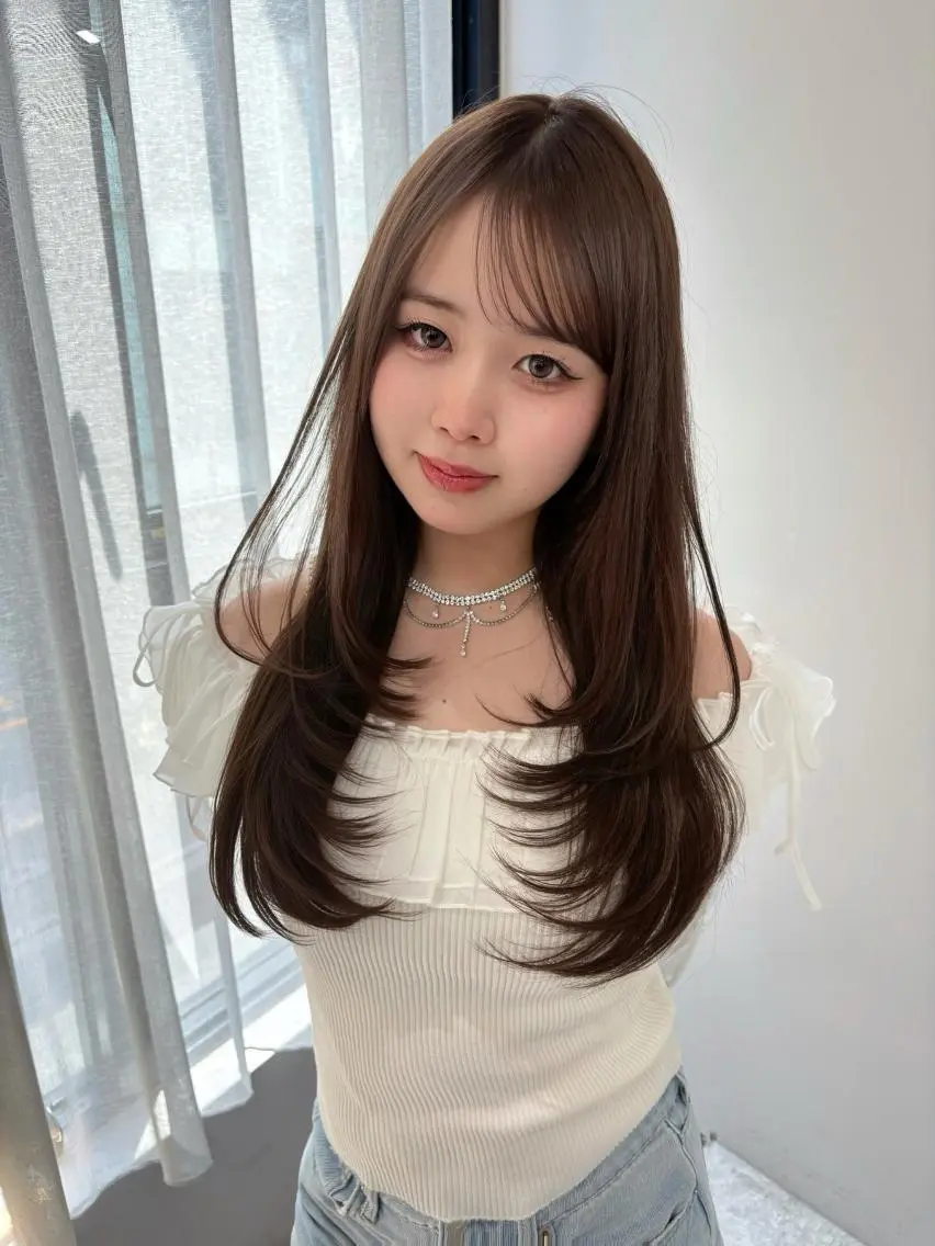 カラー ロング ベージュカラー ブリーチ ブラウンカラー 透明感カラー ブリーチなしカラー うるツヤ♡顔周り Satsuki୨୧のヘアスタイル