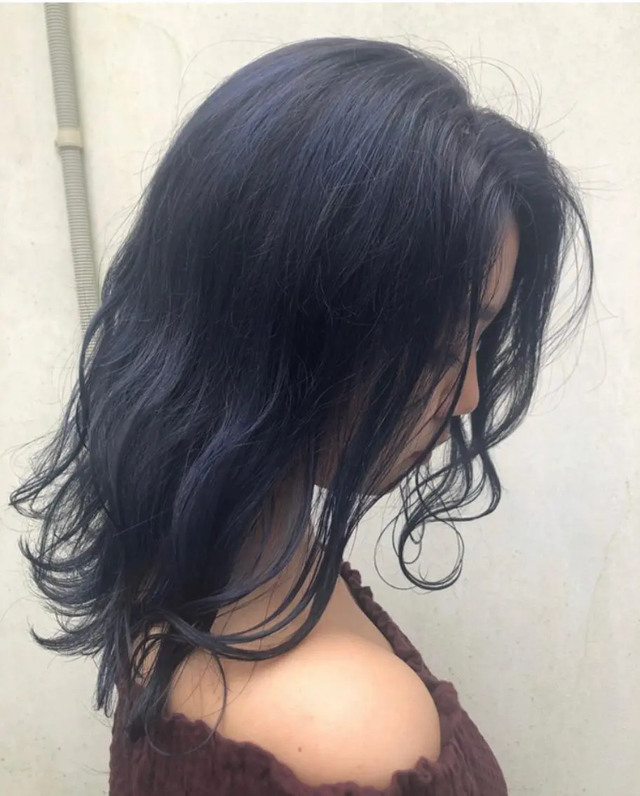 セミロング カラー ヘアアレンジ ブルーカラー ネイビーカラー enurk店 🍋 M I K U  *のその他イメージ