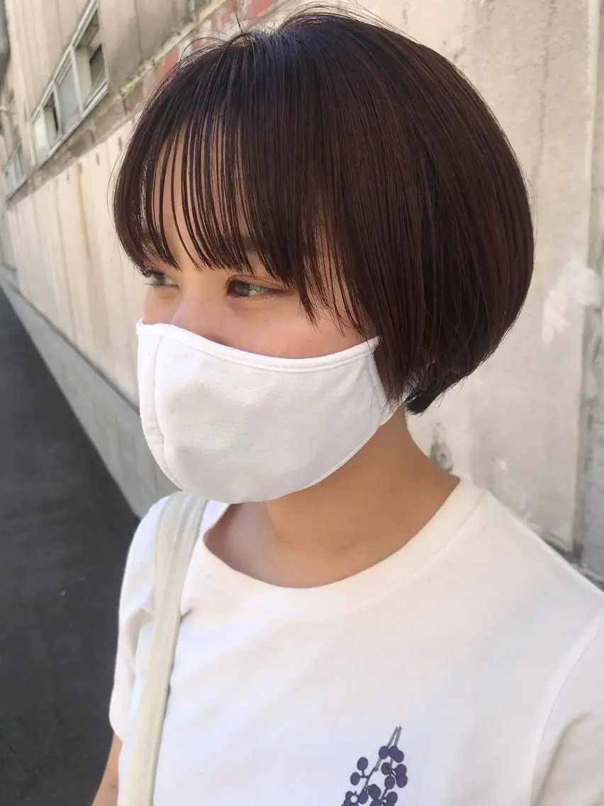 ショート シースルーバング カット ayane⭐️ボブ・ ショート・パーマのヘアスタイル