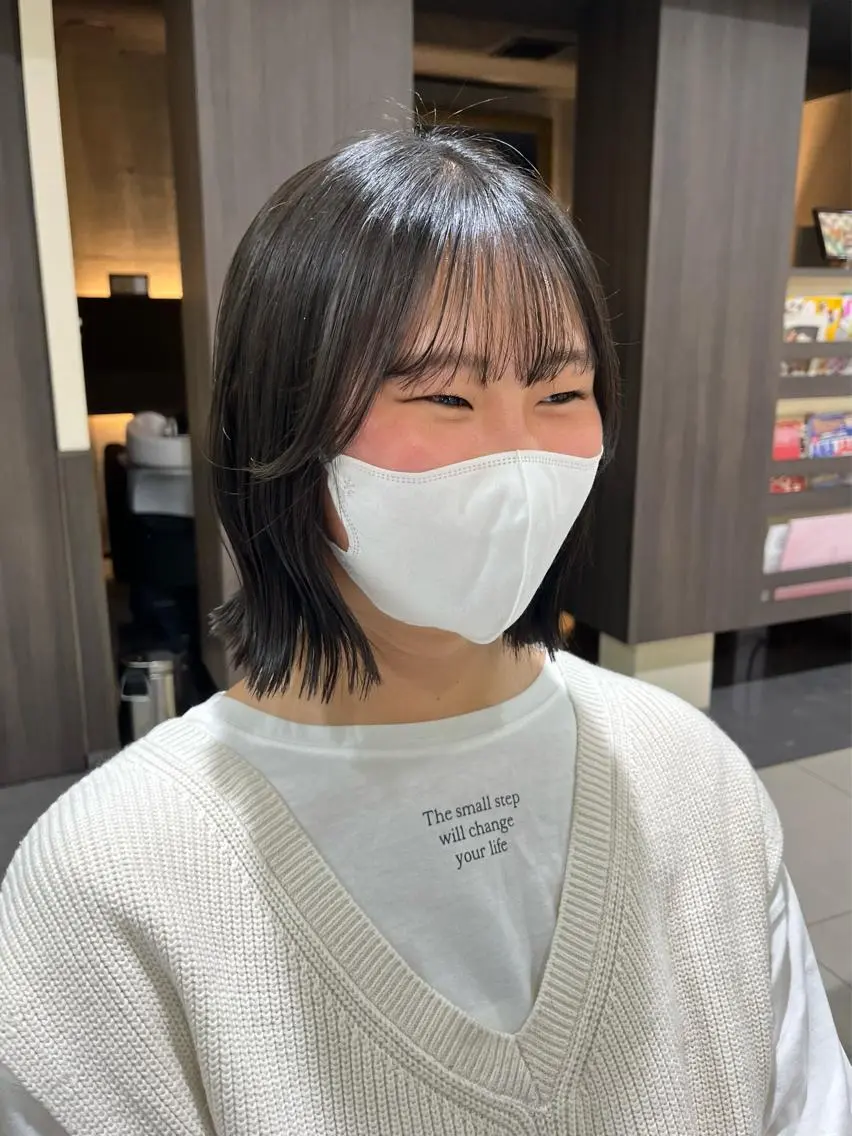 ショート くびれヘア 顔周りカット カット トリートメント ☆似合わせボブ／ ミディアム／mikaのヘアスタイル