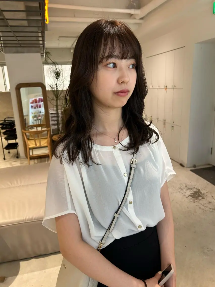 セミロング カラー 透明感カラー グレージュ カット ヘアカラー トリートメント 透明感カラー🫧 nanohaのヘアスタイル