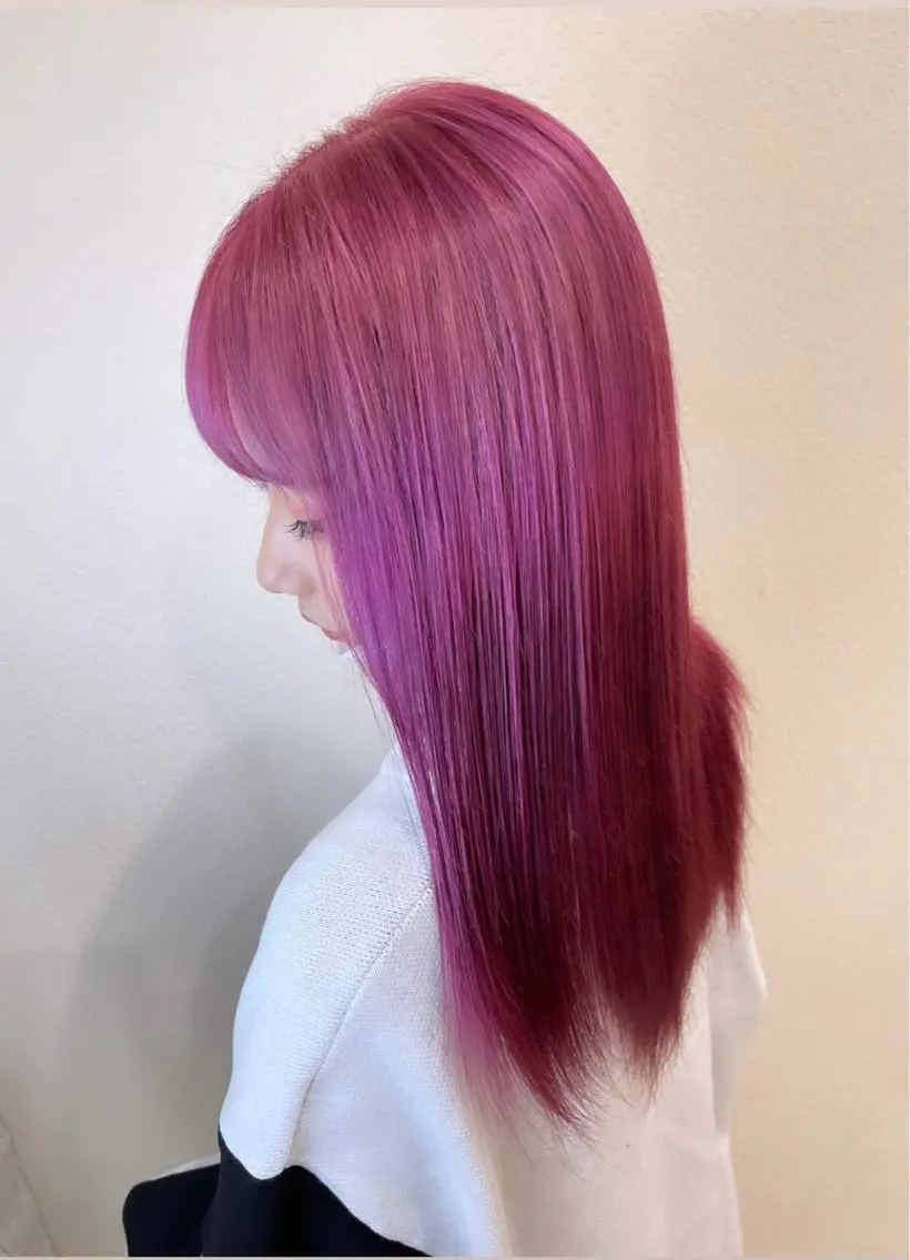 カラー ピンクカラー ヘアカラー トリートメント Kazu 🌠名古屋 ハイトーン/レイヤーのヘアスタイル