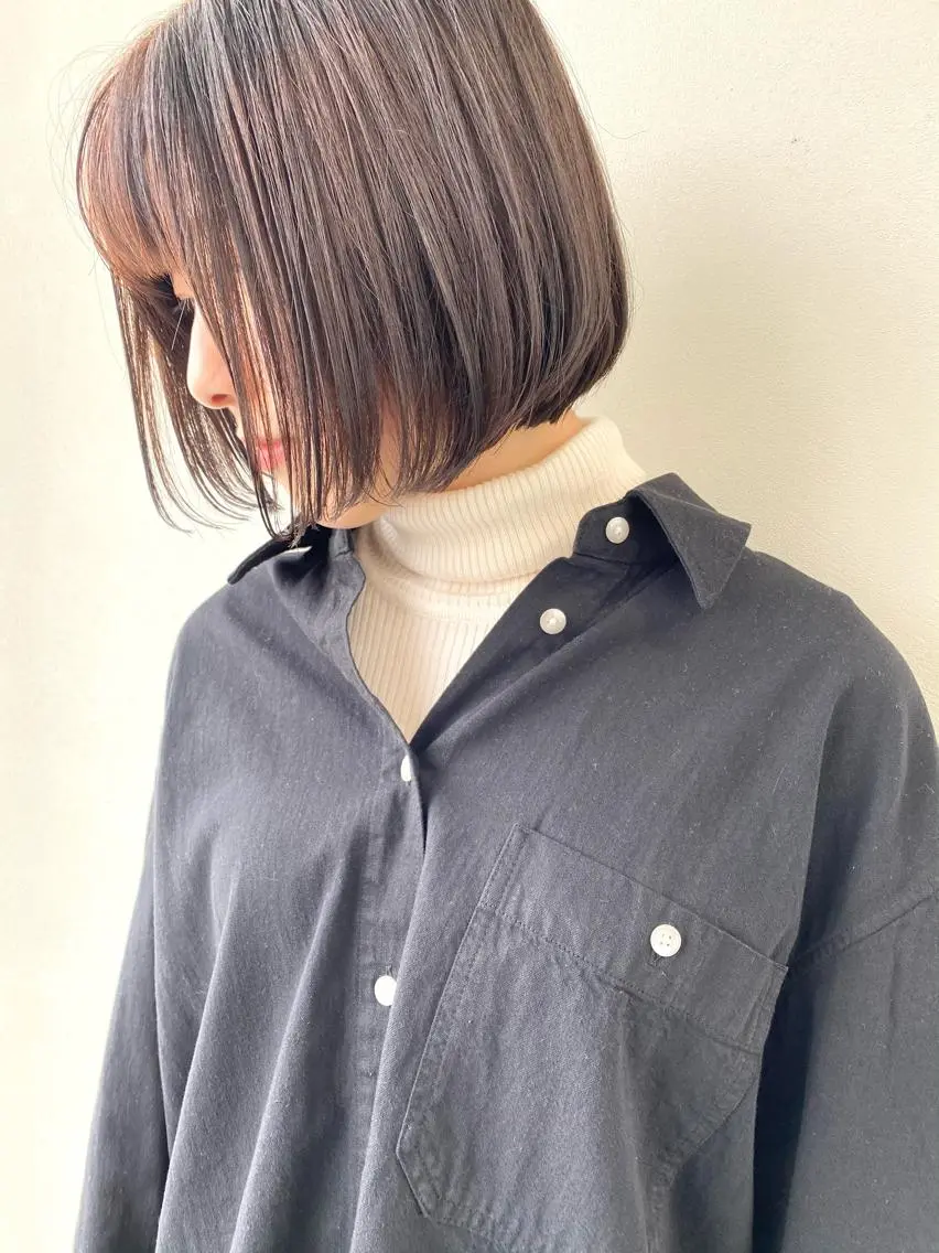ミディアム ボブ カット ヘアカラー トリートメント 小澤大輔 YOLO hairのヘアスタイル