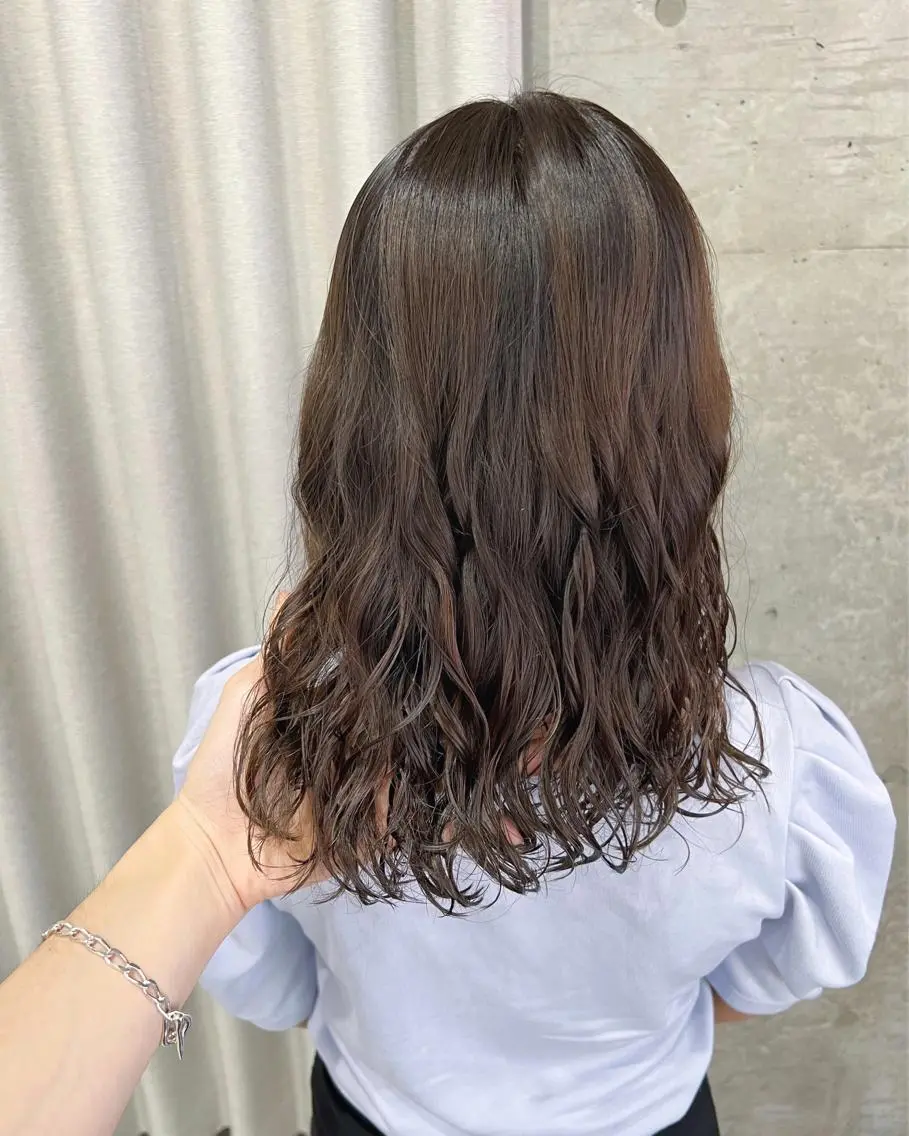 ミディアム パーマ カット パーマ トリートメント ボブパーマコテ巻き風 パーマNo1深江秀平のヘアスタイル